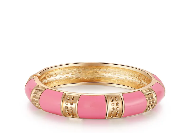 Lolli Enamel Hinge Bangle Bracelet - Pink