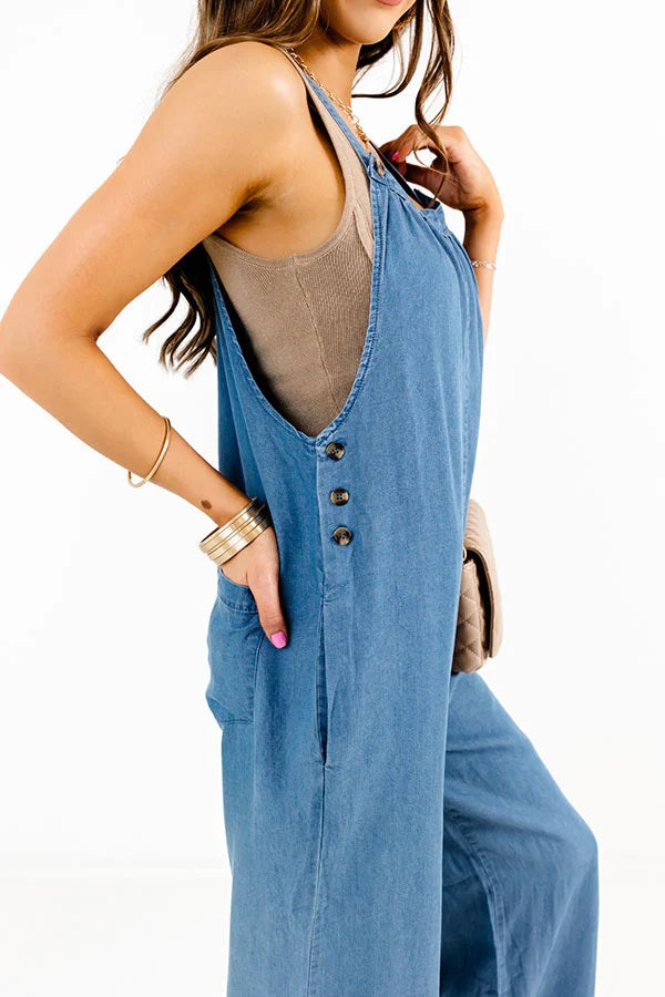 Into Bliss Denim Jumpsuit