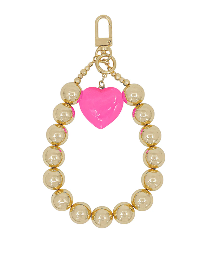Gold Beaded Heart Charm Accessory (Pink) - Delta Swanky Girl