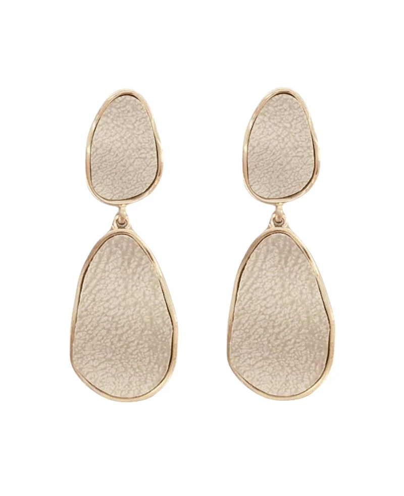 Ashton Leather Drop Earrings - Ivory
