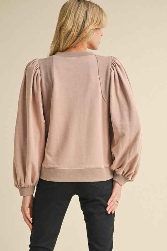 Sutton Puff Sleeve Top (Mauve)
