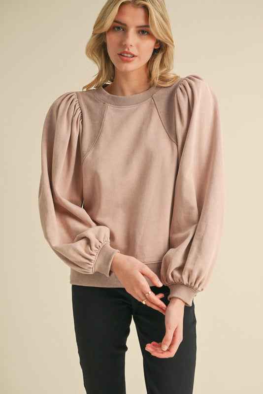 Sutton Puff Sleeve Top (Mauve)