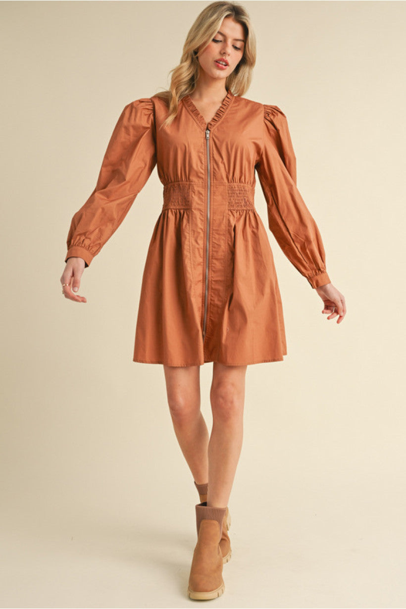 Felecity Front Zip Dress (Toffee)