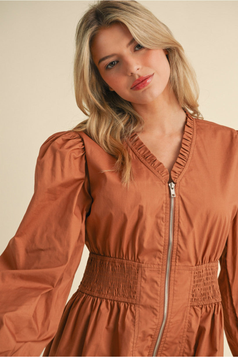 Felecity Front Zip Dress (Toffee)