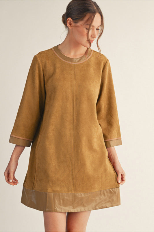 Sasha Suede Mini Dress - Camel