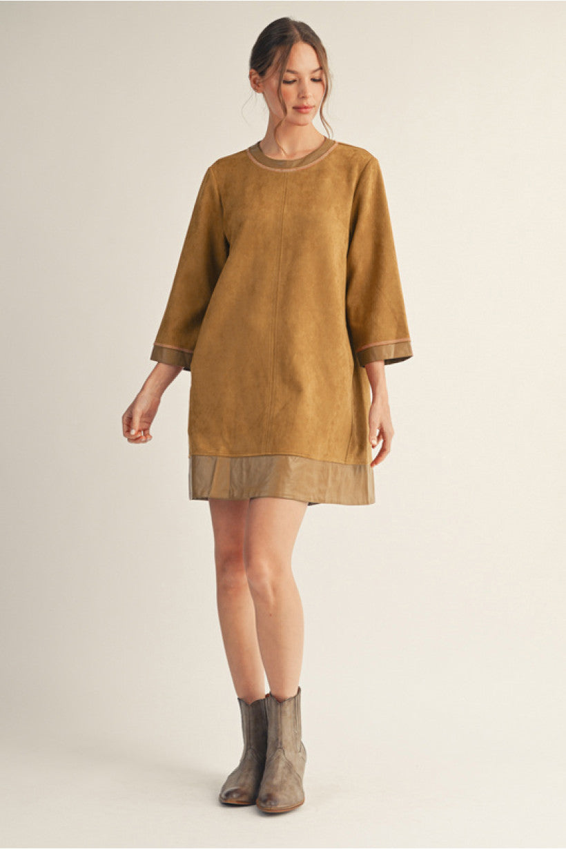 Sasha Suede Mini Dress - Camel
