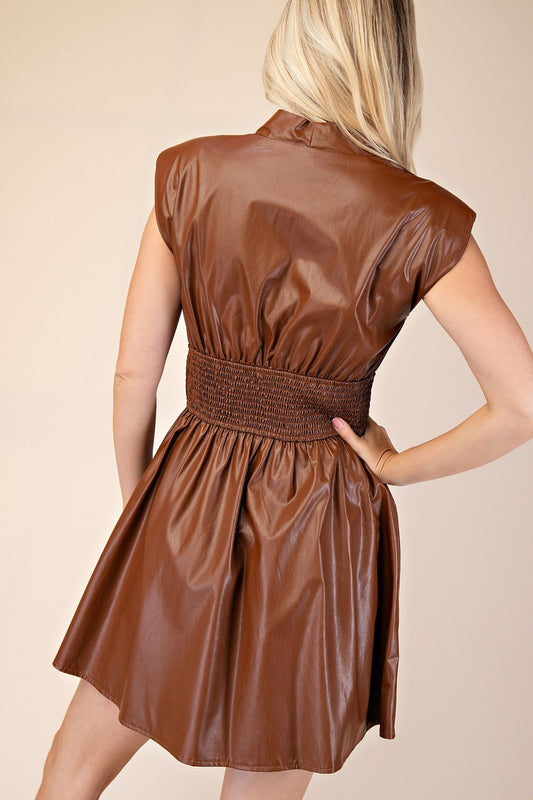 Ryder Chic Leather Dress (Brown)
