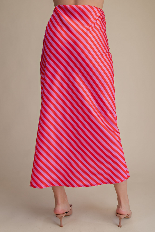 Romy Striped Midi Skirt - Red/Pink - Delta Swanky Girl