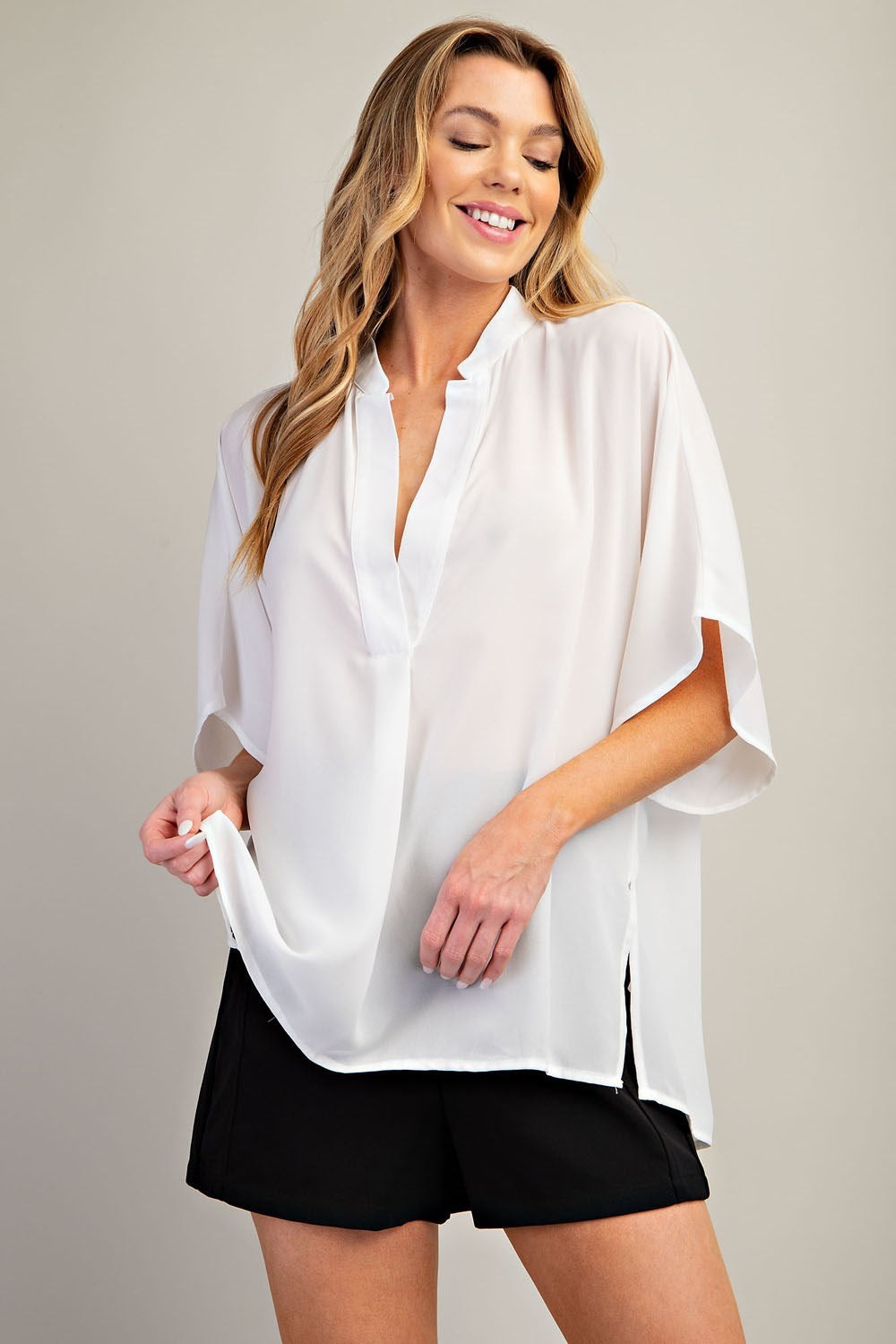 Irresistibly Chic Satin Top (White)