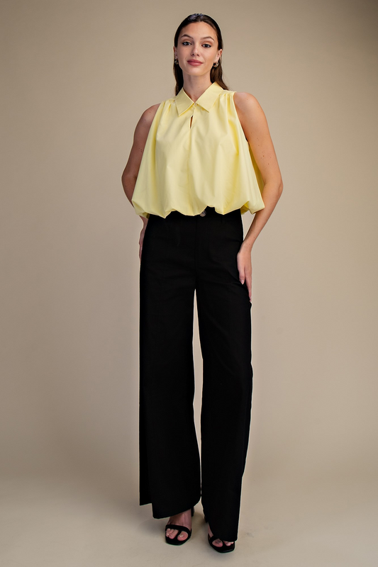 Flirty Sleeveless Bubble Top - Yellow - Delta Swanky Girl