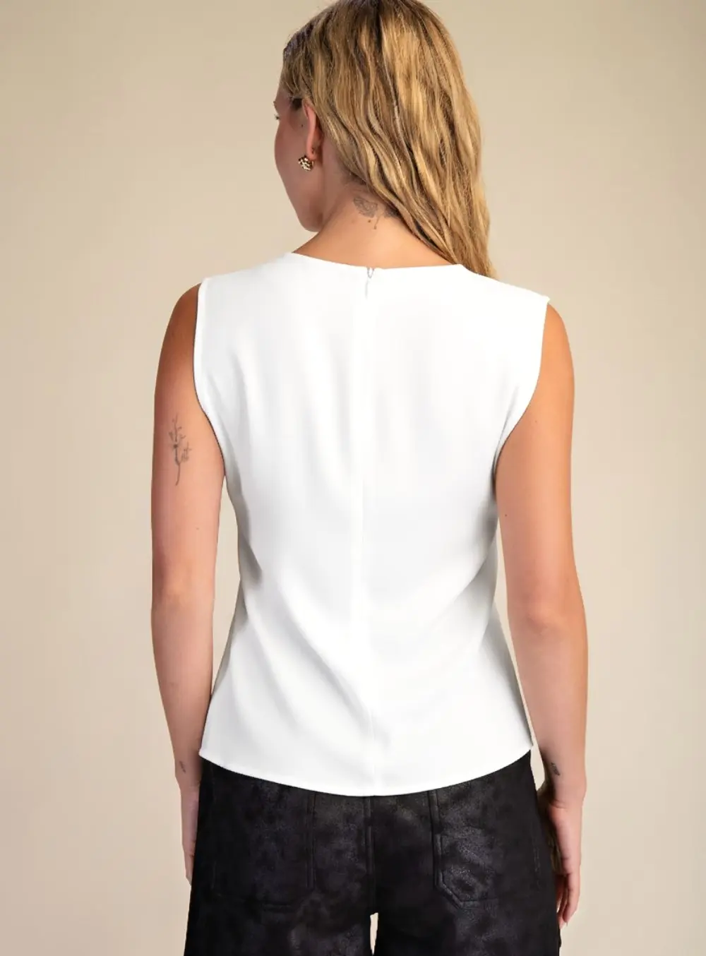 Farrah Drape Neck Gathered Top - White - Delta Swanky Girl