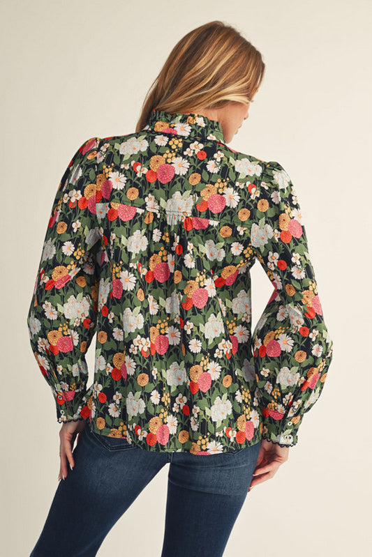 Victorian Vibes Floral Top - Black