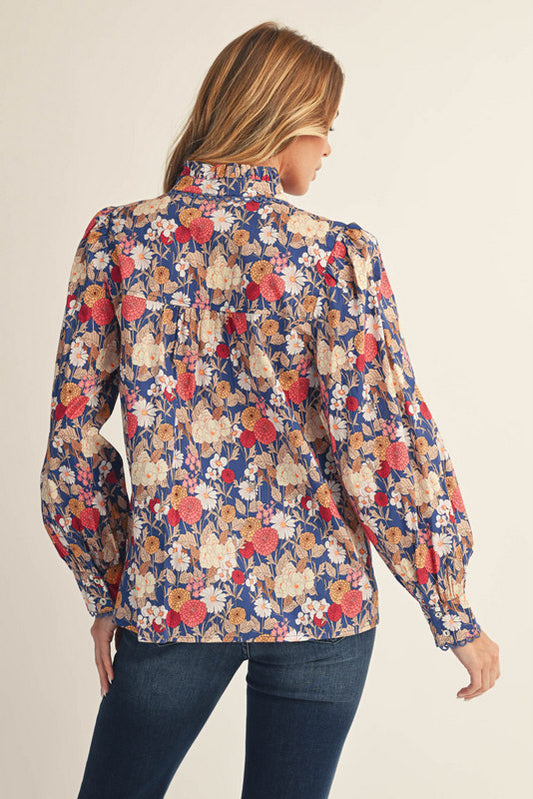Victorian Vibes Floral Top - Blue