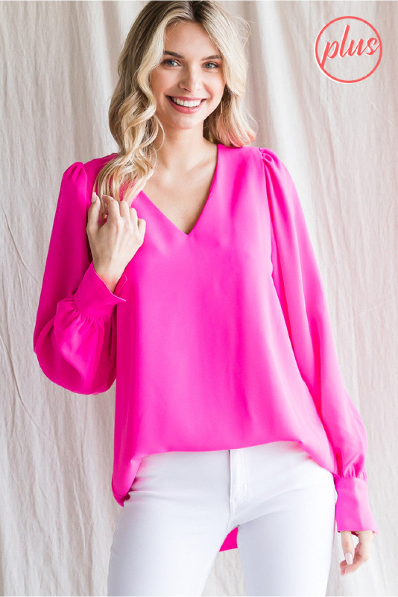 Curvy Sweet Feelings Top (Hot Pink)