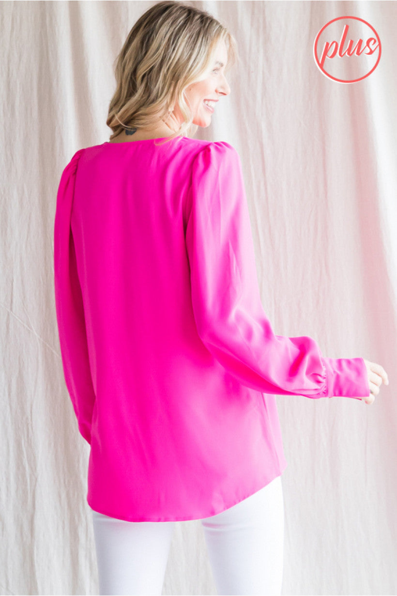 Curvy Sweet Feelings Top (Hot Pink)