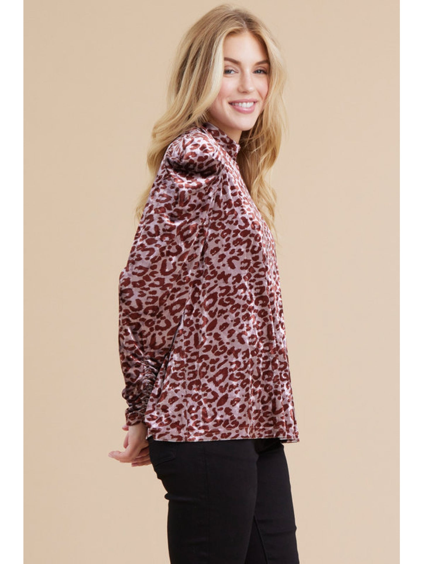 Zara Animal Print Velvet Top