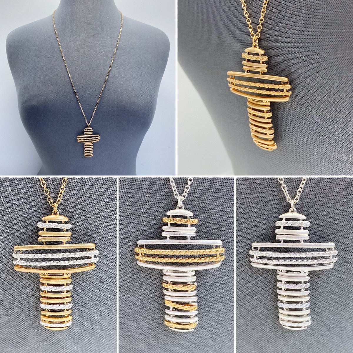 On The Rise Cross Necklace (Gold/Silver)