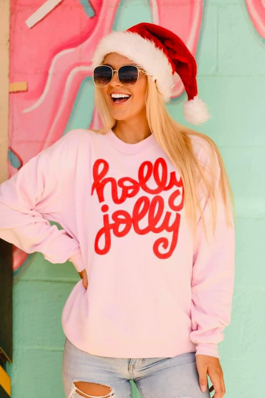 Have A Holly Jolly Christmas Crewneck (Pink)