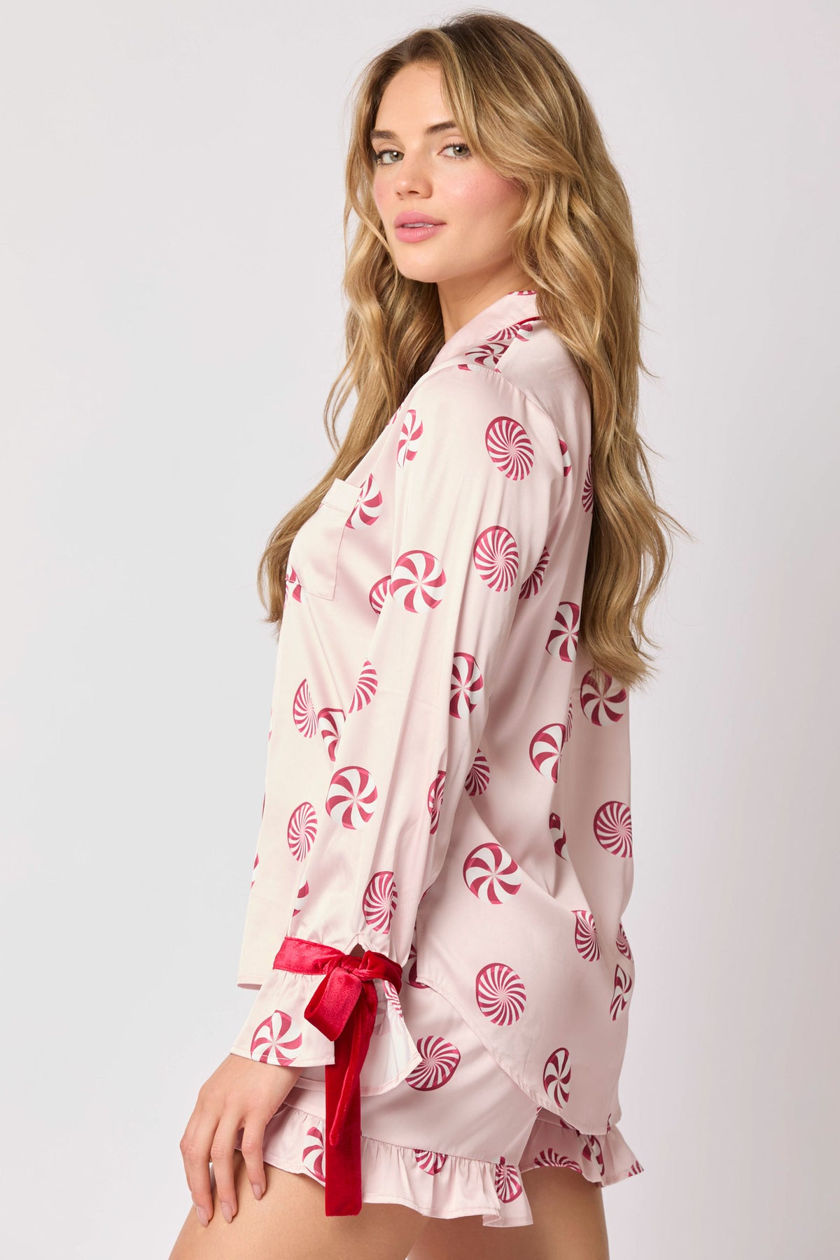 Winter Wonderland Peppermint Satin Pajama Set - Delta Swanky Girl
