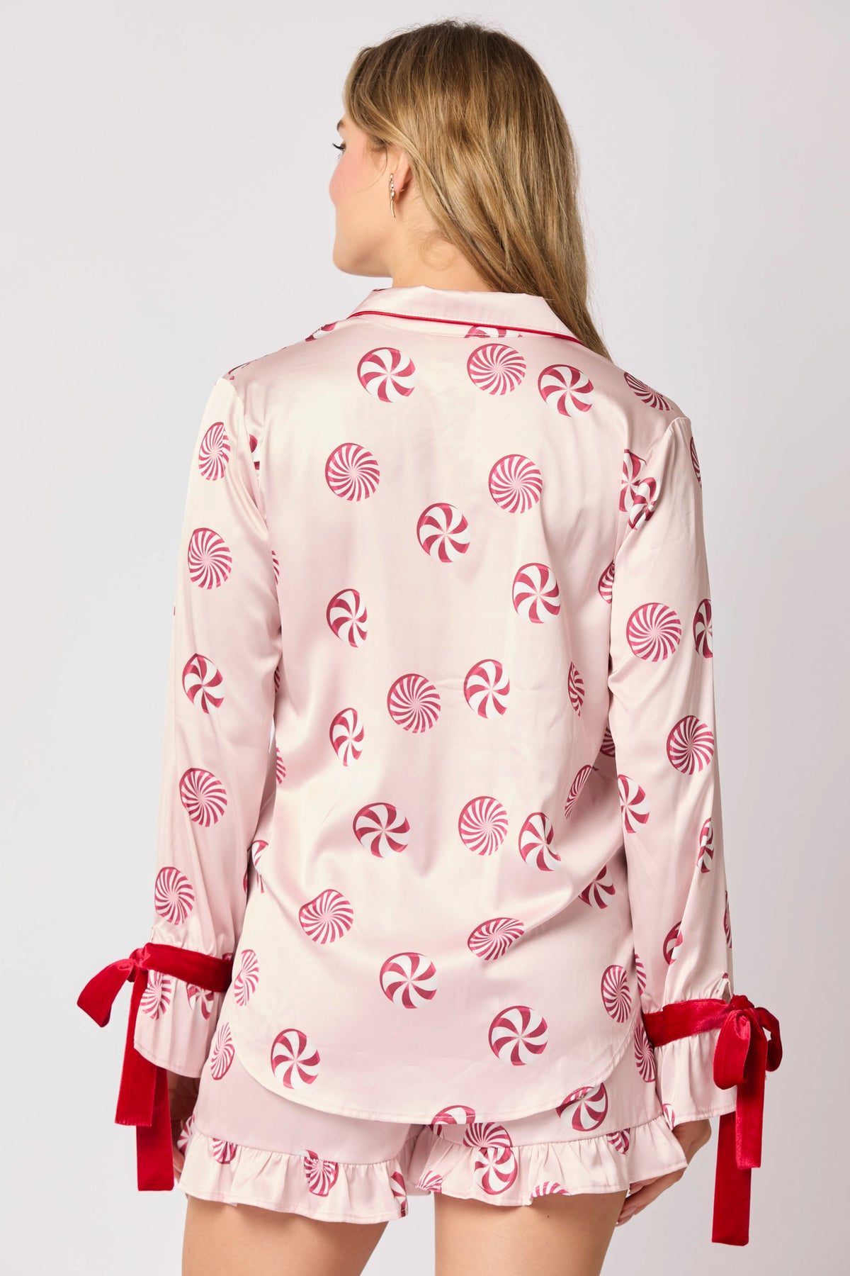 Winter Wonderland Peppermint Satin Pajama Set - Delta Swanky Girl