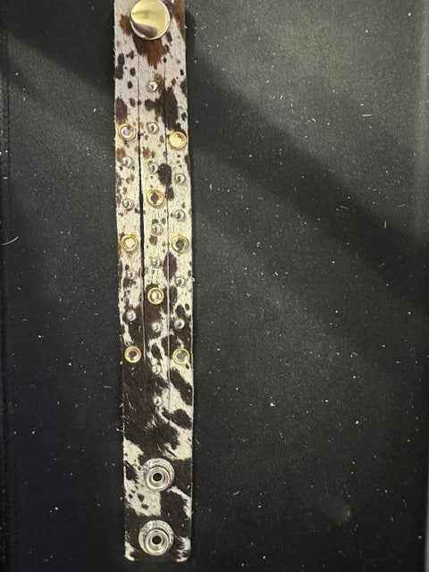 Triple-Strand Handmade Leather Hide Studded Bracelet