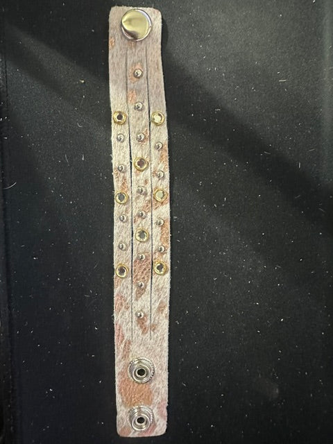 Triple-Strand Handmade Leather Hide Studded Bracelet
