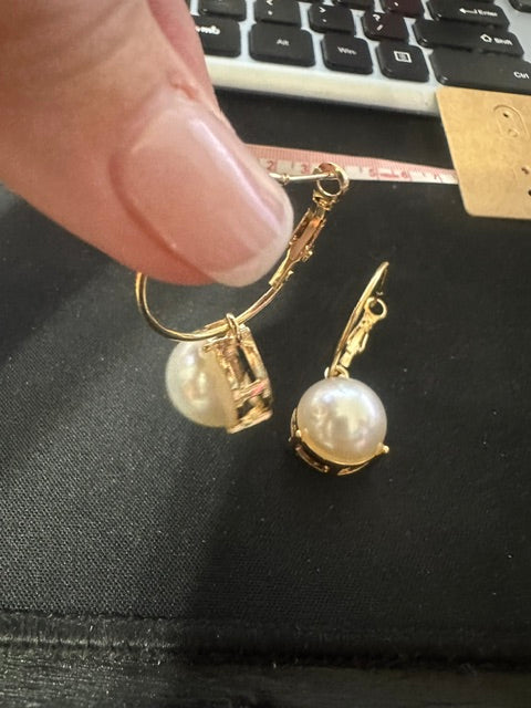 Cathedral Set Pearl Dangle Hoop Earring