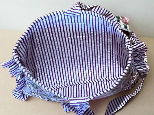 Handmade Quilted Cosmetic Bag - Purple Poppy