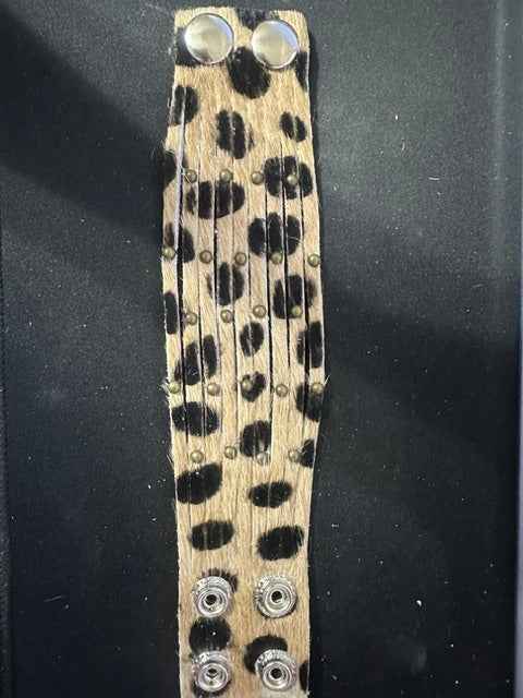 Multi-Strand Handmade Leather Hide Studded Bracelet