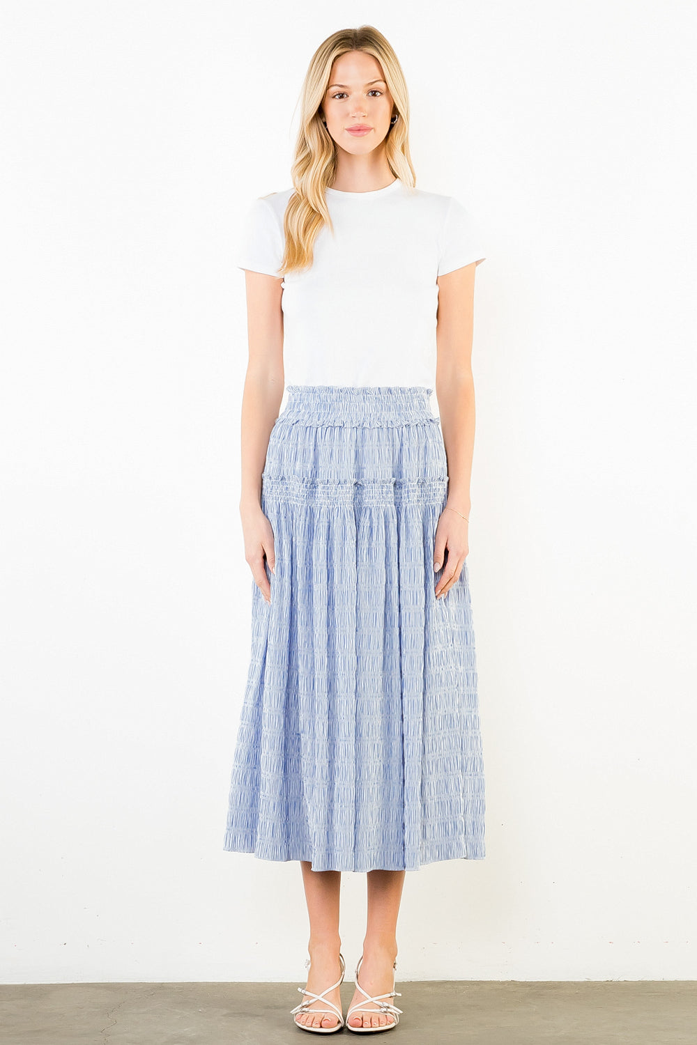 Karyn Smocked Midi Skirt - Delta Swanky Girl