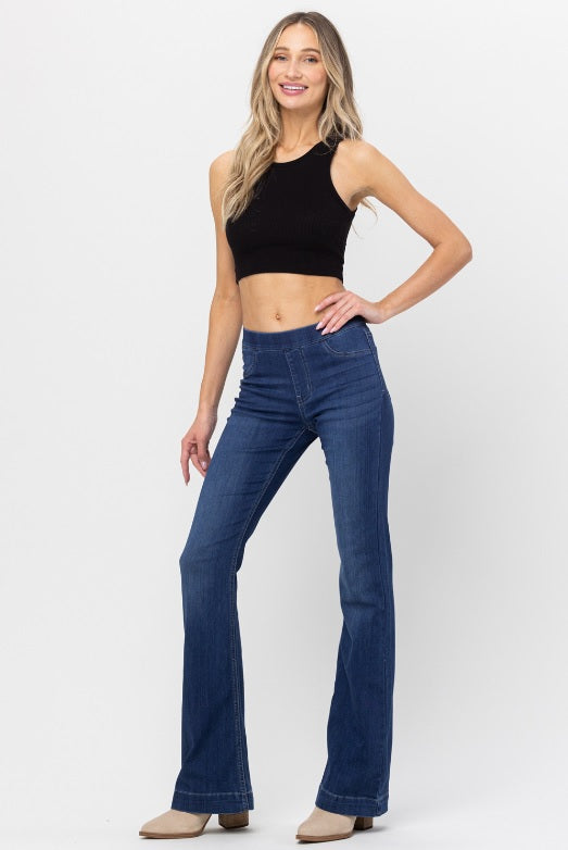 Frilly Flare Jeans (Dk Wash)