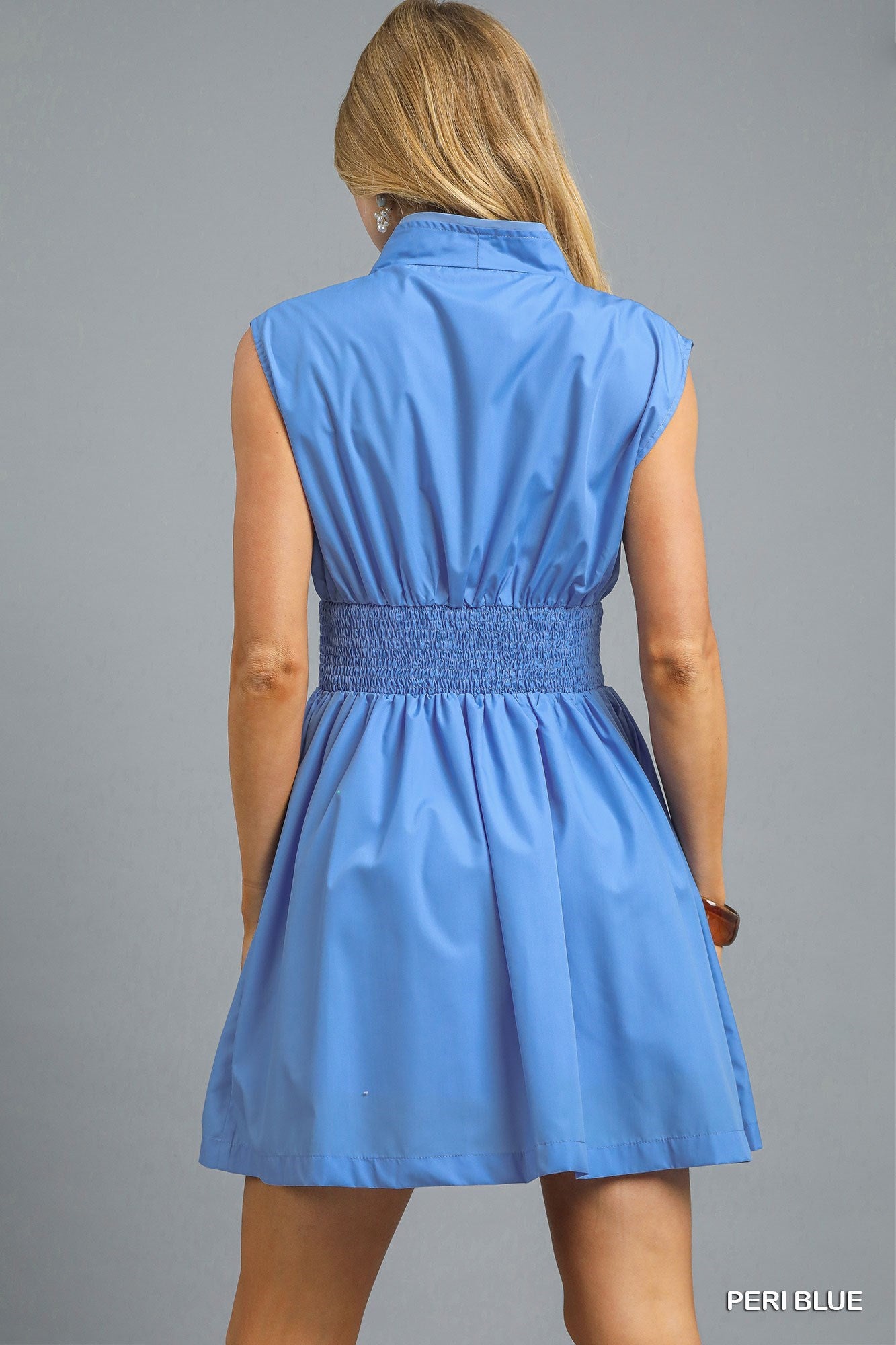 Timeless Flare Zip Front Mini Dress - Blue