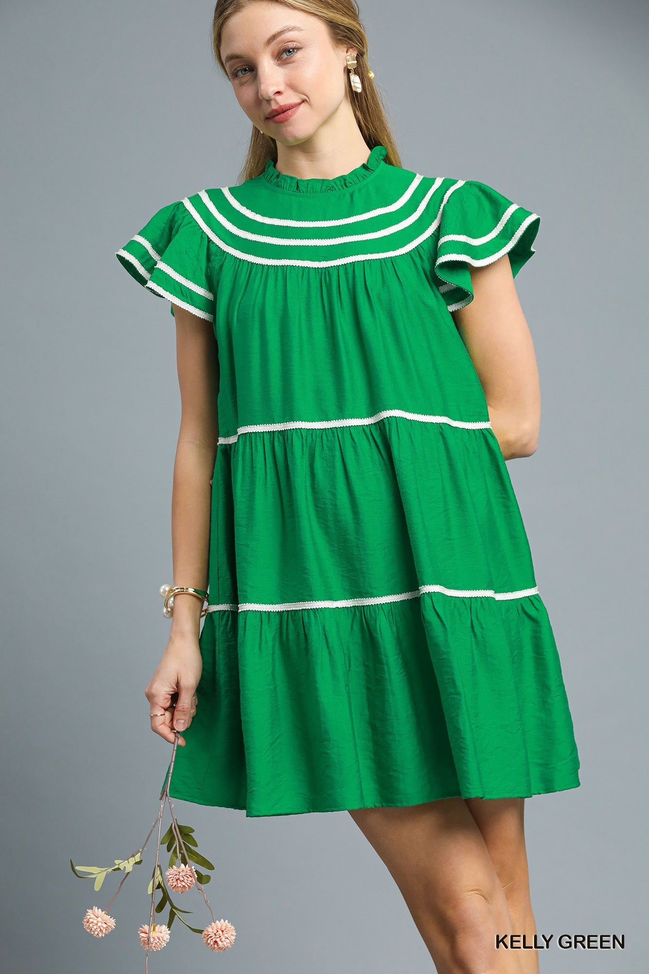 Laryssa Tiered Mini Dress - Green Delta Swanky Girl Laryssa Tiered Mini Dress - Green Delta Swanky Girl