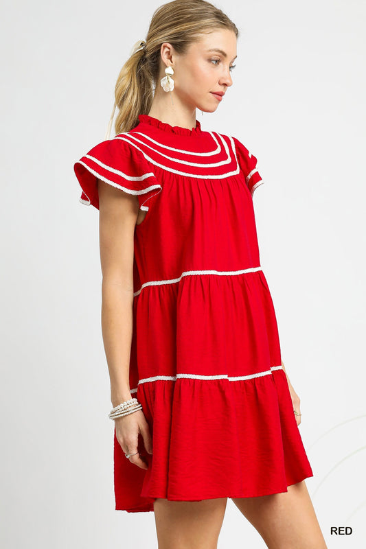 Laryssa Tiered Mini Dress - Red