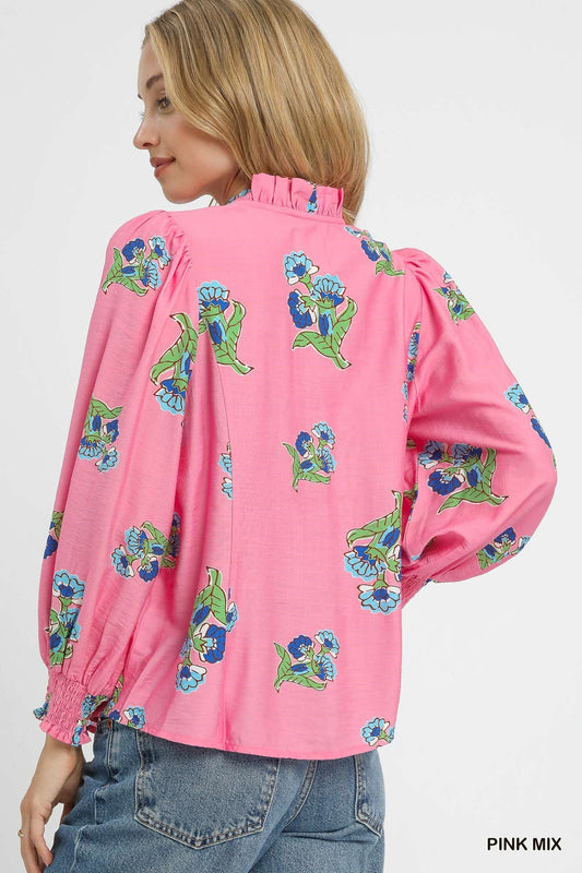 Springtime Melody Floral Top - Pink