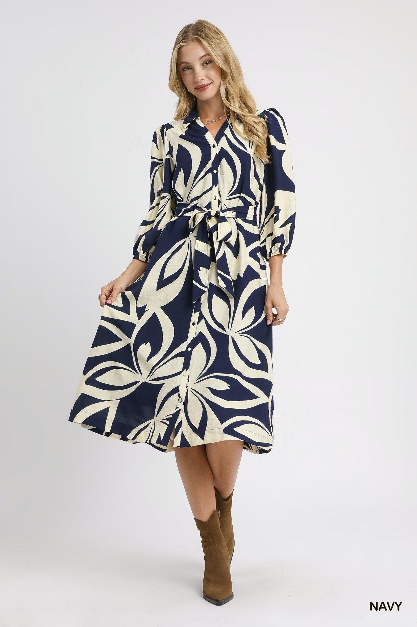 Blue Meadows Shirt Dress - Navy