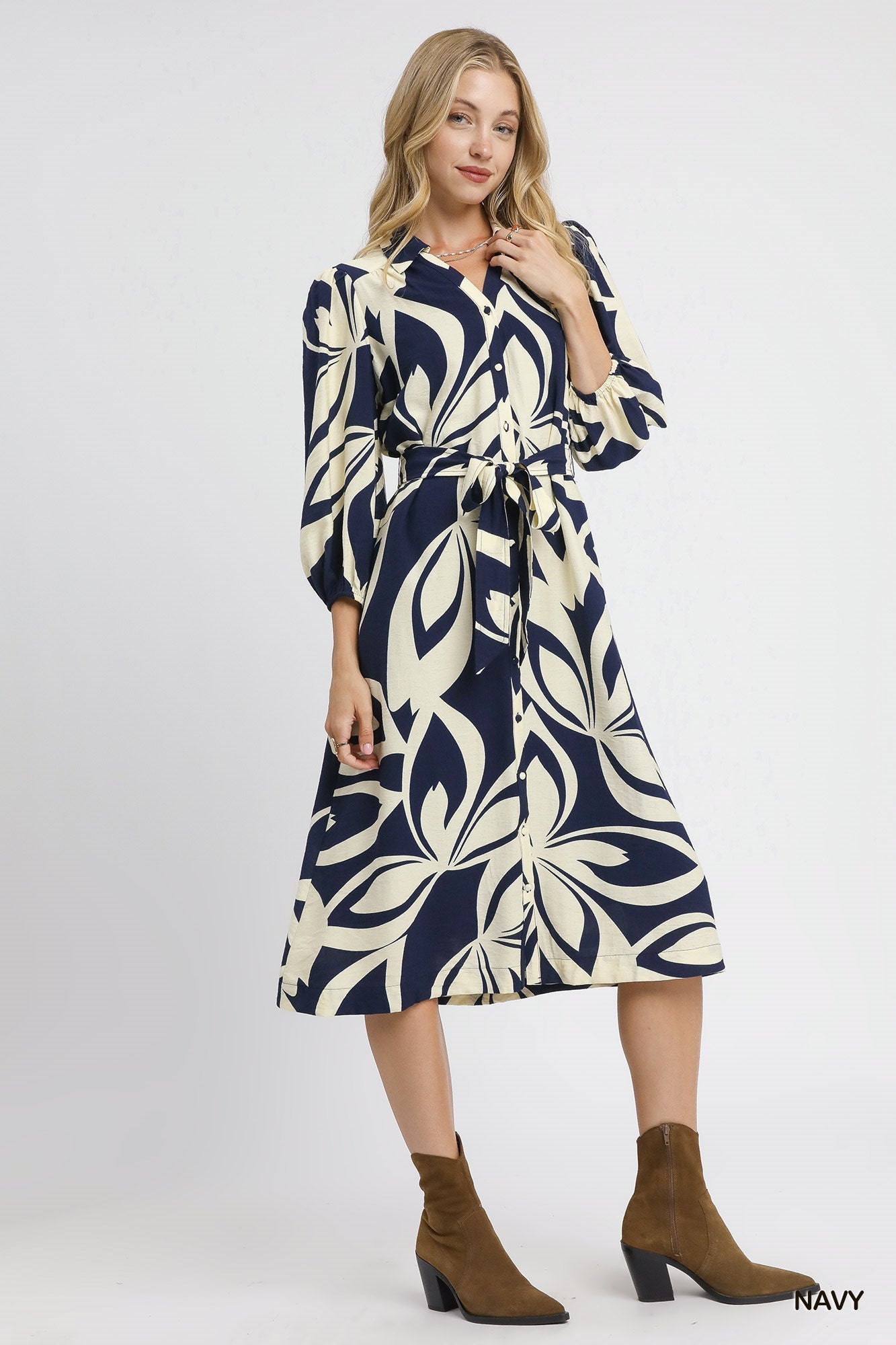 Blue Meadows Shirt Dress - Navy