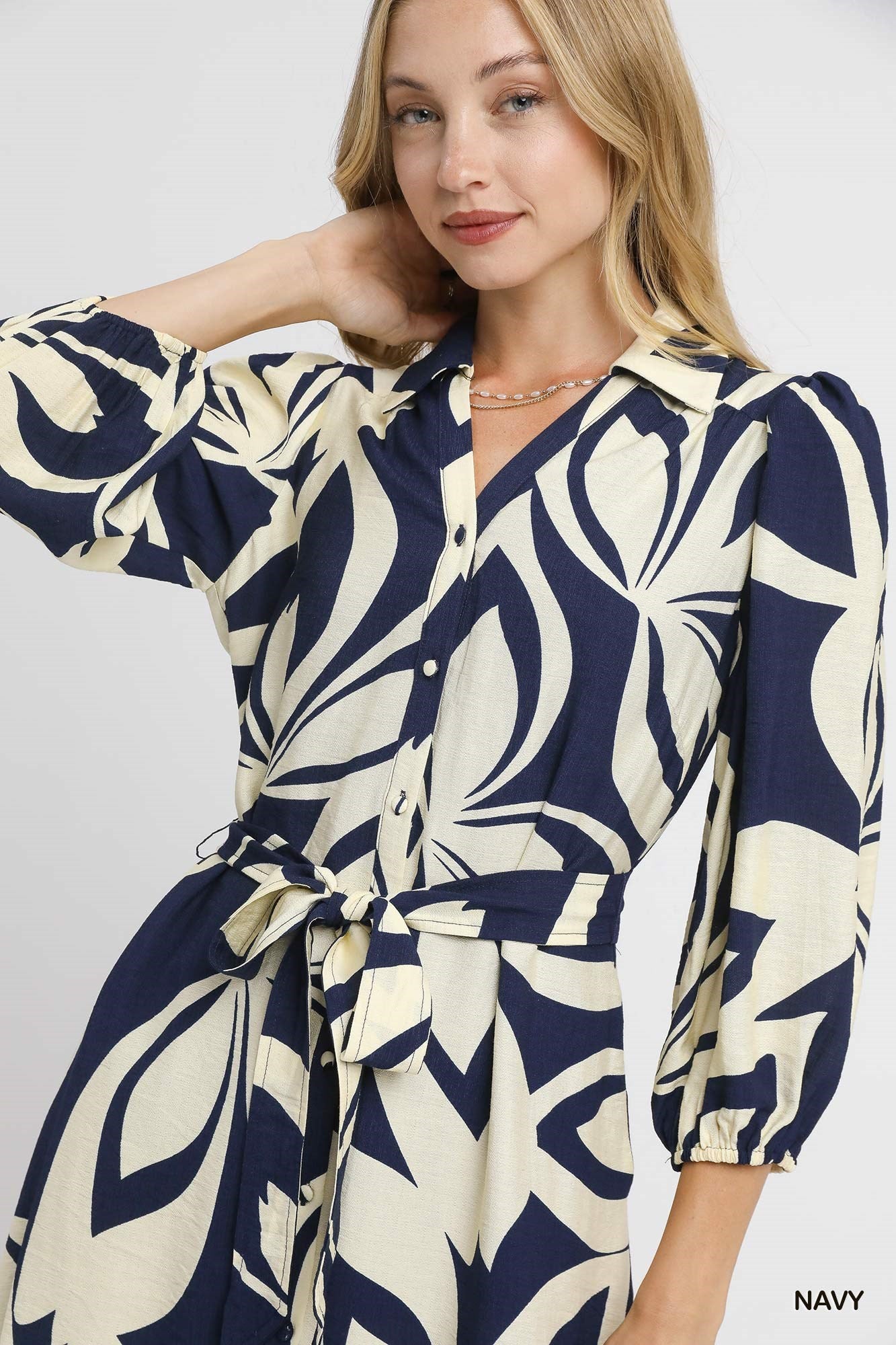 Blue Meadows Shirt Dress - Navy
