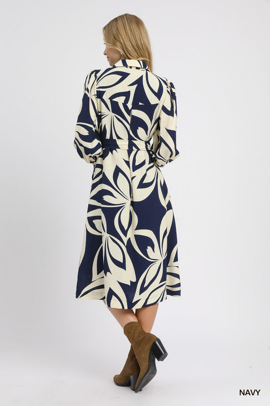 Blue Meadows Shirt Dress - Navy