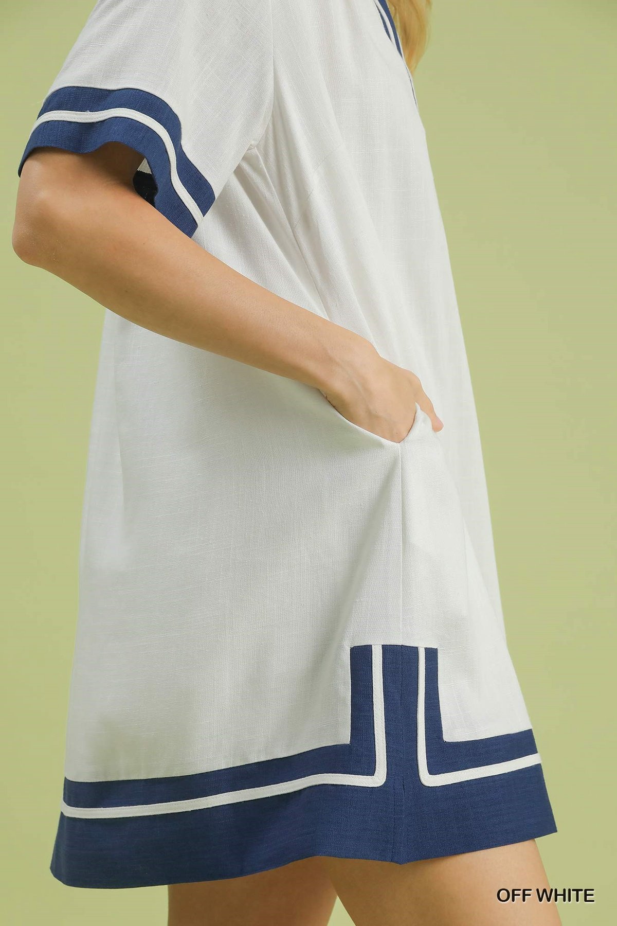 Coastal Shores Contrast Linen Dress - White - Delta Swanky Girl