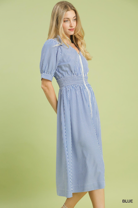 Pier My Way Stripe Midi Dress - Delta Swanky Girl