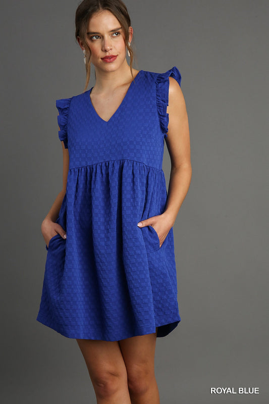 Stunning Beauty Textured Dress (Royal Blue)