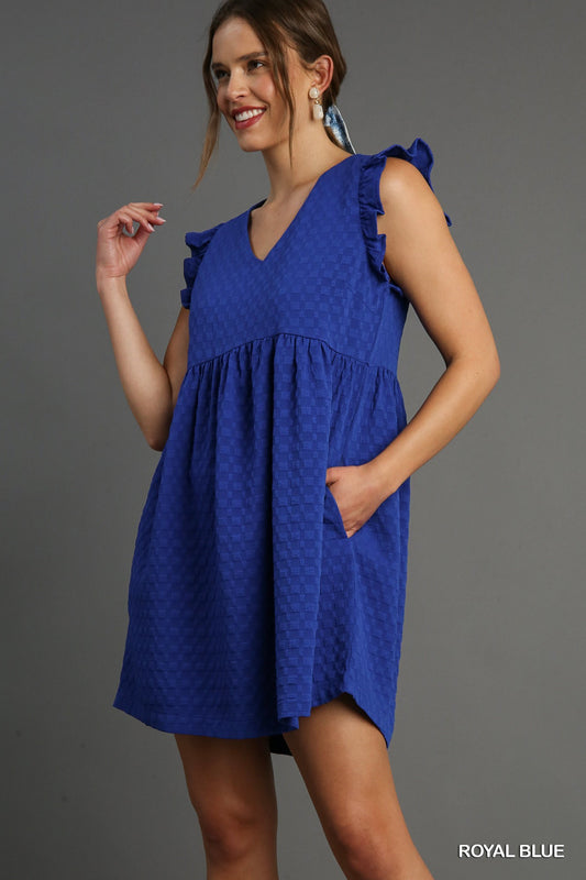 Stunning Beauty Textured Dress (Royal Blue)
