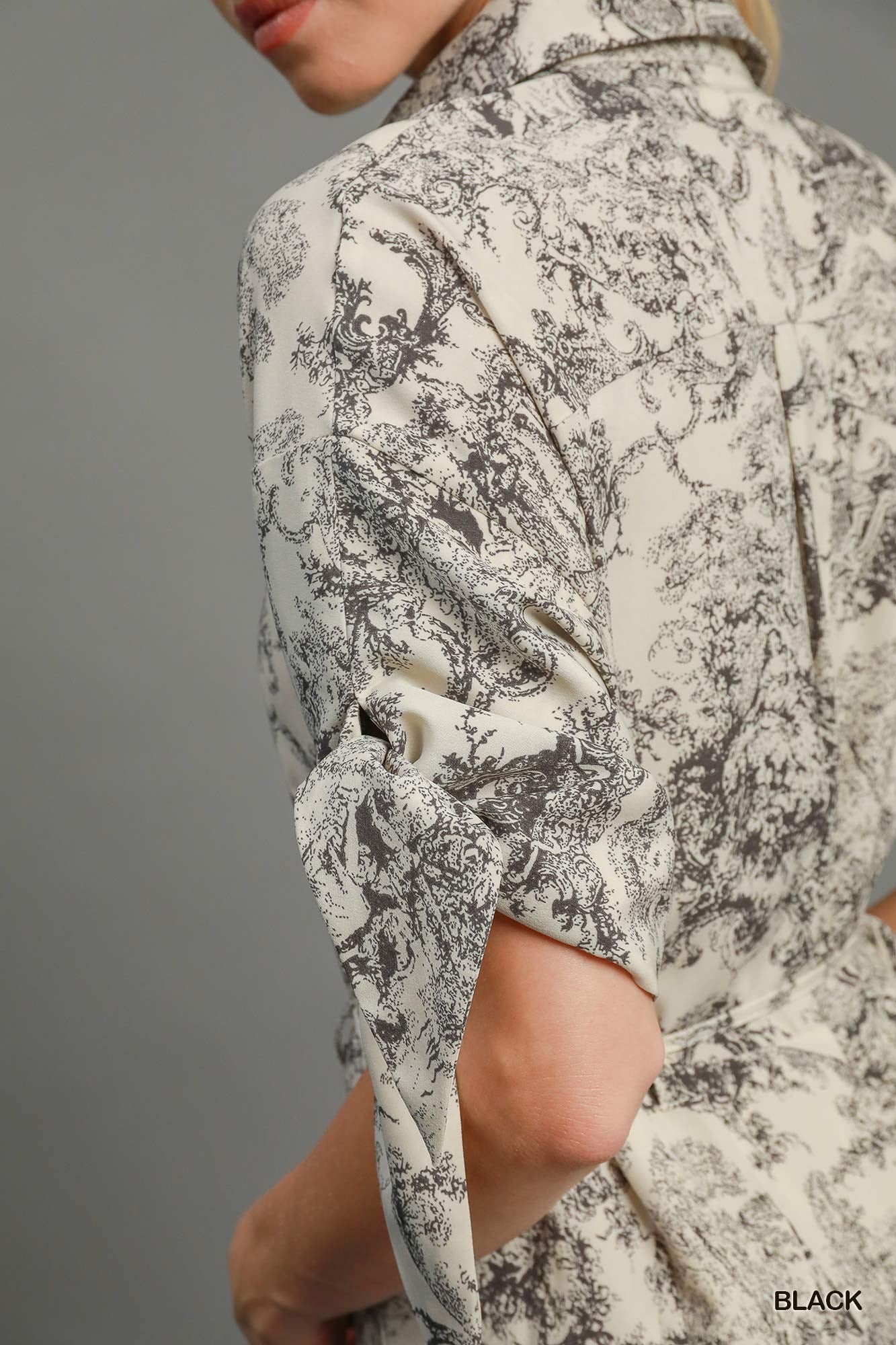 Black Willow Toile Print Dress (Black)