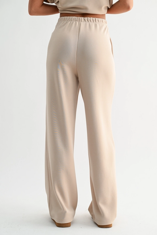 Air Essential Wide Leg Scuba Pant - Natural