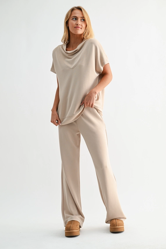 Air Essential Wide Leg Scuba Pant - Natural