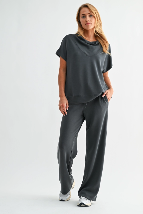 Air Essential Cowl Neck Top - Ash Grey