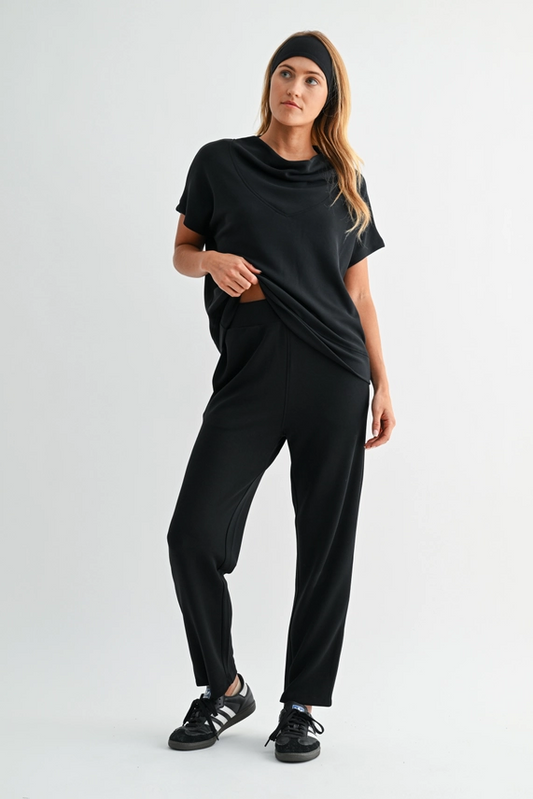 Air Essential Cowl Neck Top - Black