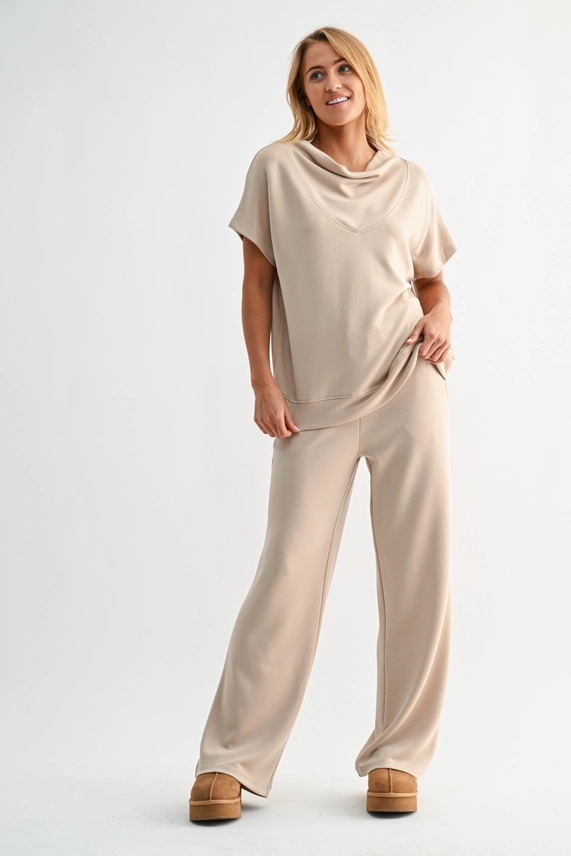 Air Essential Cowl Neck Top - Natural
