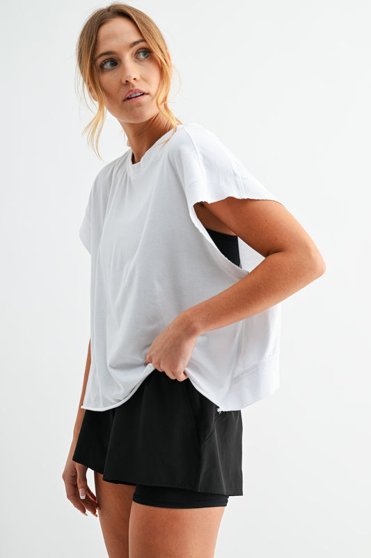 Circle Back Open Back Tee - White